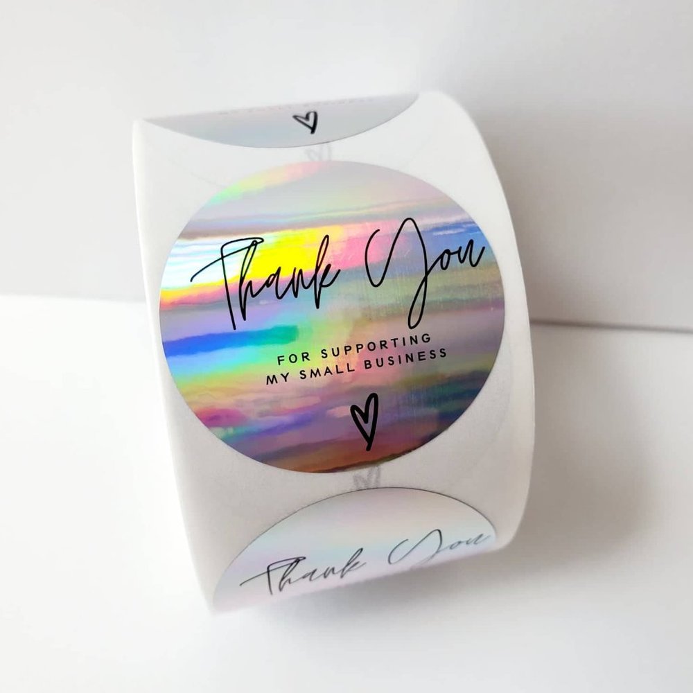 Holographic Thank You Stickers - Roll of 500